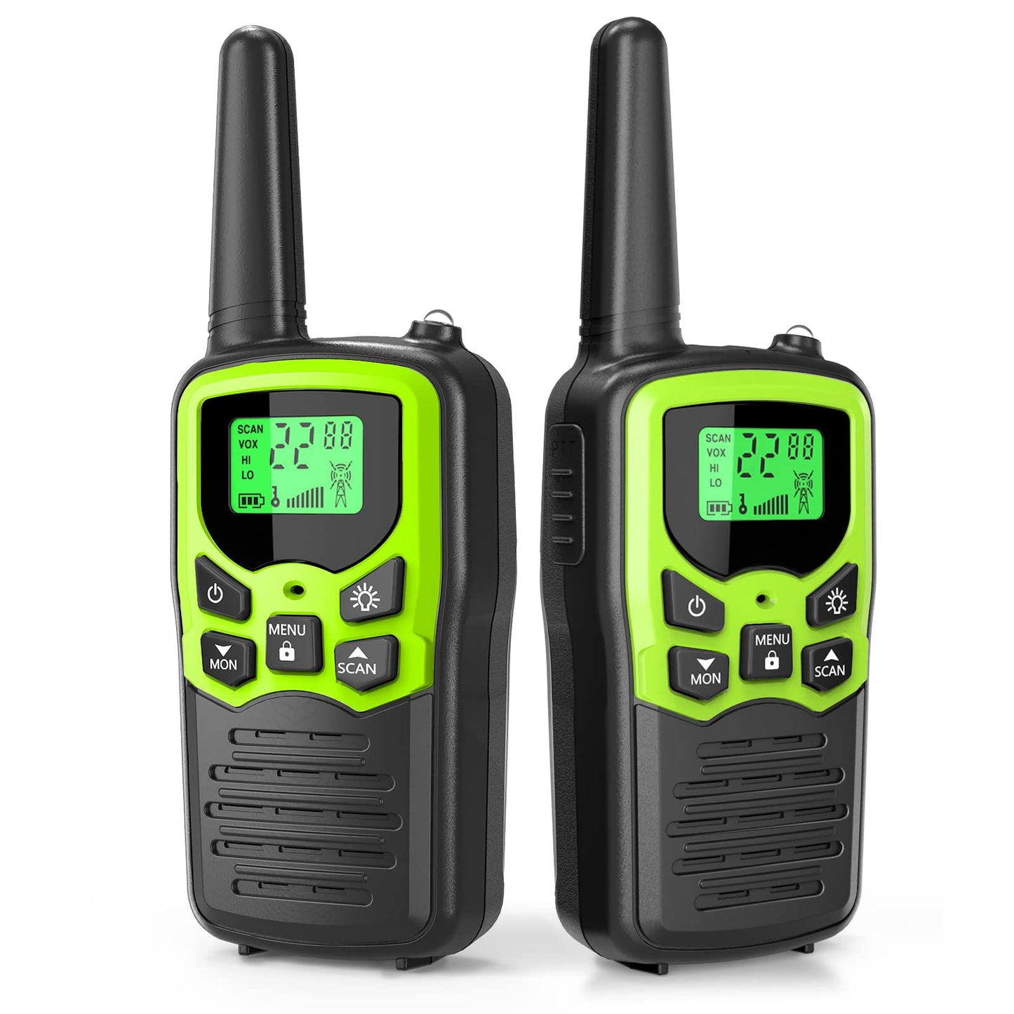 Walkie Talkies, MOICO Long Range Walkie Talkies for Adults with 22 FRS Channels, Family Walkie Talkie with LED Flashlight VOX LCD Display for Hiking Camping Trip (Orange 2 Pack)