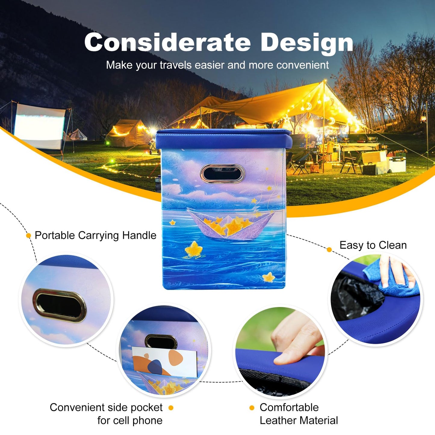 Ann Katy Upgrade XL Portable Toilet for Adults, Extra Large Portable Travel Floding Camping Toilet, Camping Tall Toilets with Lid for Kids Compact Potty for Car,Hiking,Beach,Toilet Storage Stool