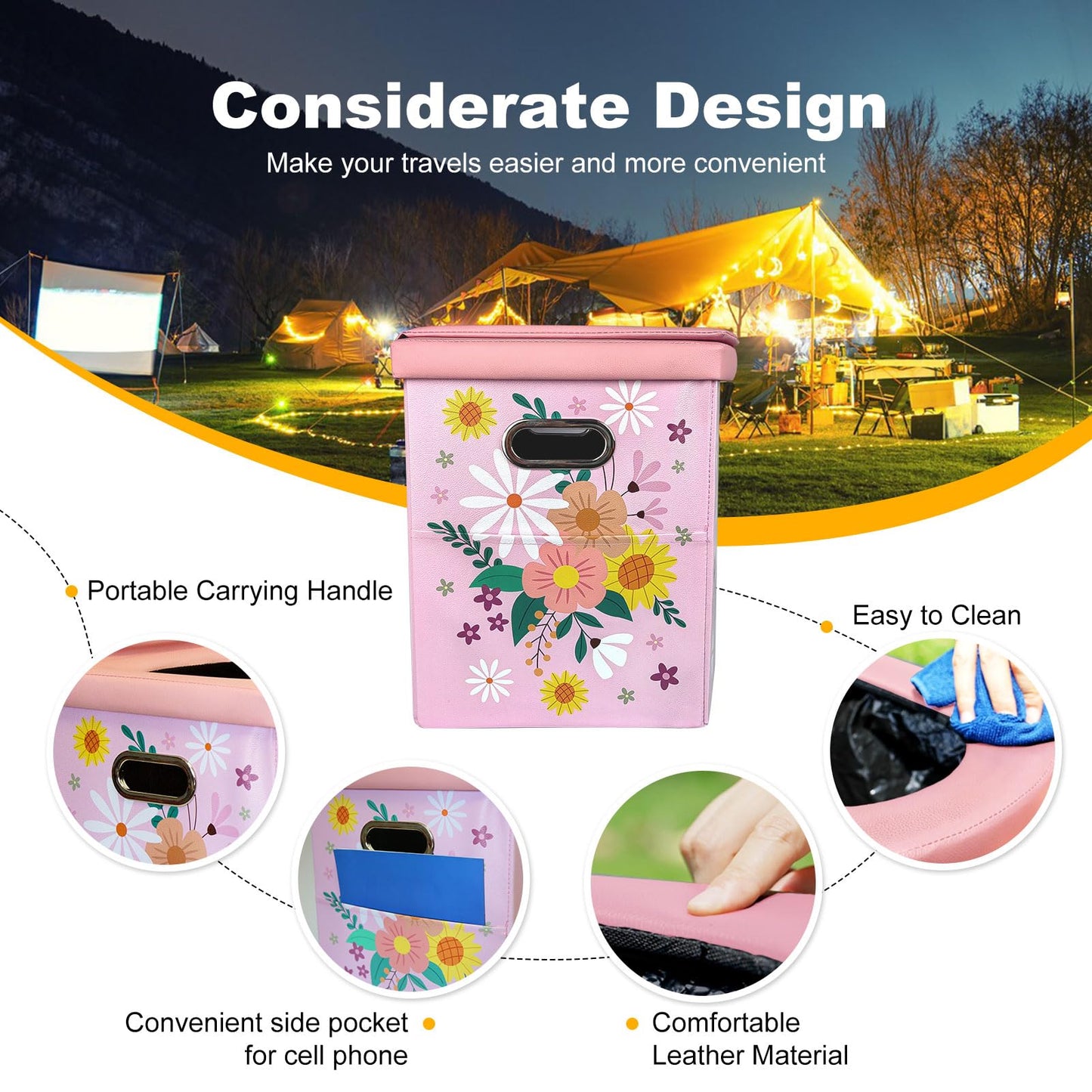 Ann Katy Upgrade XL Portable Toilet for Adults, Extra Large Portable Travel Floding Camping Toilet, Camping Tall Toilets with Lid for Kids Compact Potty for Car,Hiking,Beach,Toilet Storage Stool