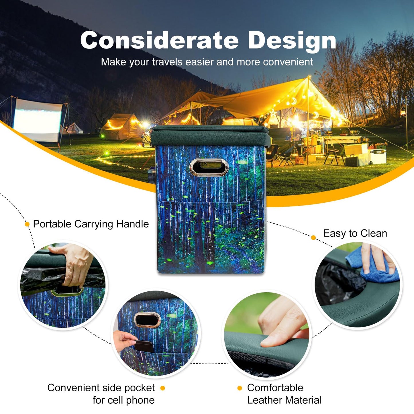 Ann Katy Upgrade XL Portable Toilet for Adults, Extra Large Portable Travel Floding Camping Toilet, Camping Tall Toilets with Lid for Kids Compact Potty for Car,Hiking,Beach,Toilet Storage Stool
