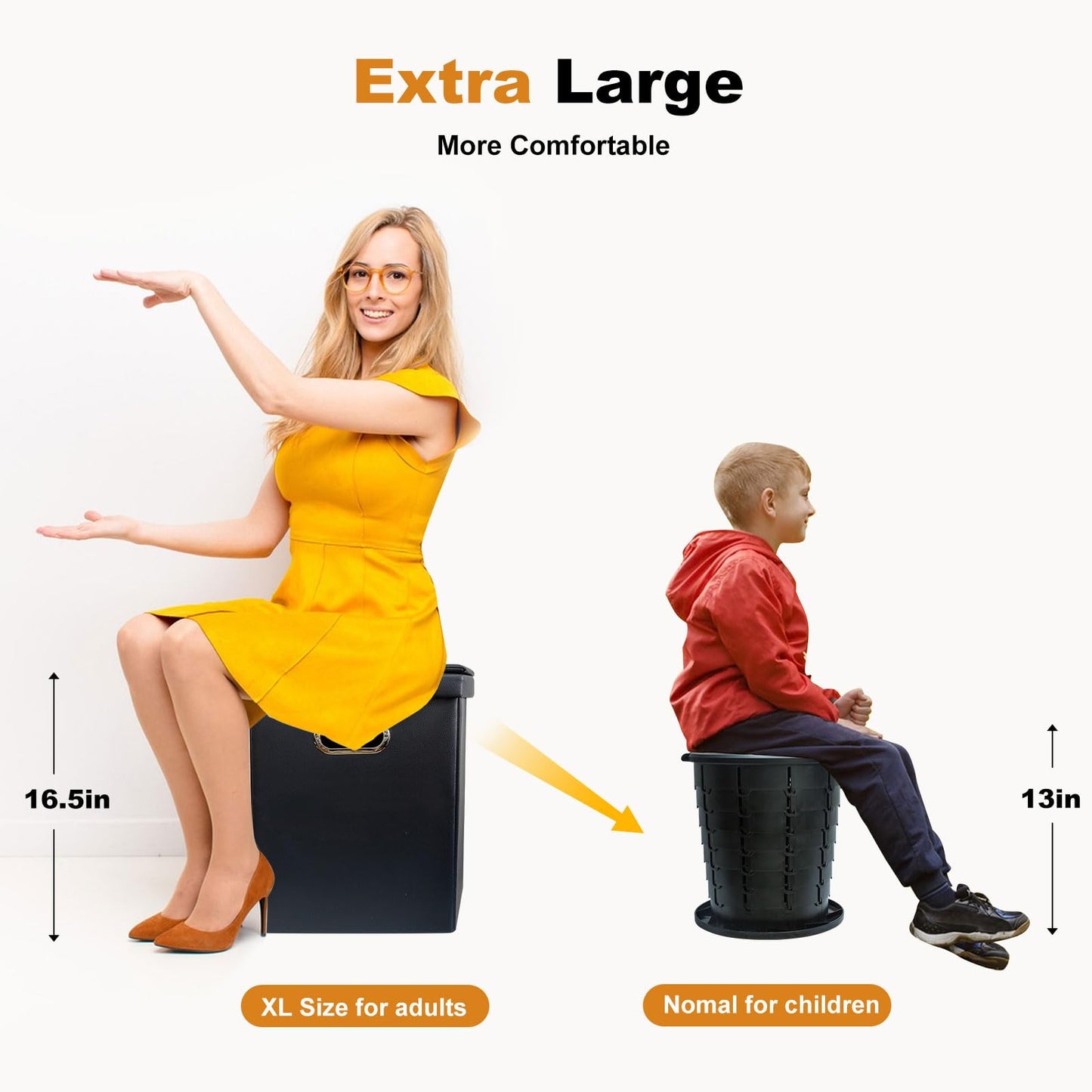 Ann Katy Upgrade XL Portable Toilet for Adults, Extra Large Portable Travel Floding Camping Toilet, Camping Tall Toilets with Lid for Kids Compact Potty for Car,Hiking,Beach,Toilet Storage Stool