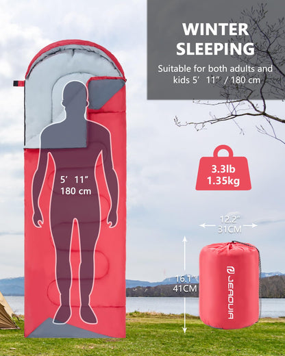 Sleeping Bags for Adults Backpacking Lightweight Waterproof- Cold Weather Sleeping Bag for Girls Boys Mens for Warm Camping Hiking Outdoor Travel Hunting with Compression Bags（Navy Blue）