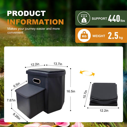 Ann Katy Upgrade XL Portable Toilet for Adults, Extra Large Portable Travel Floding Camping Toilet, Camping Tall Toilets with Lid for Kids Compact Potty for Car,Hiking,Beach,Toilet Storage Stool