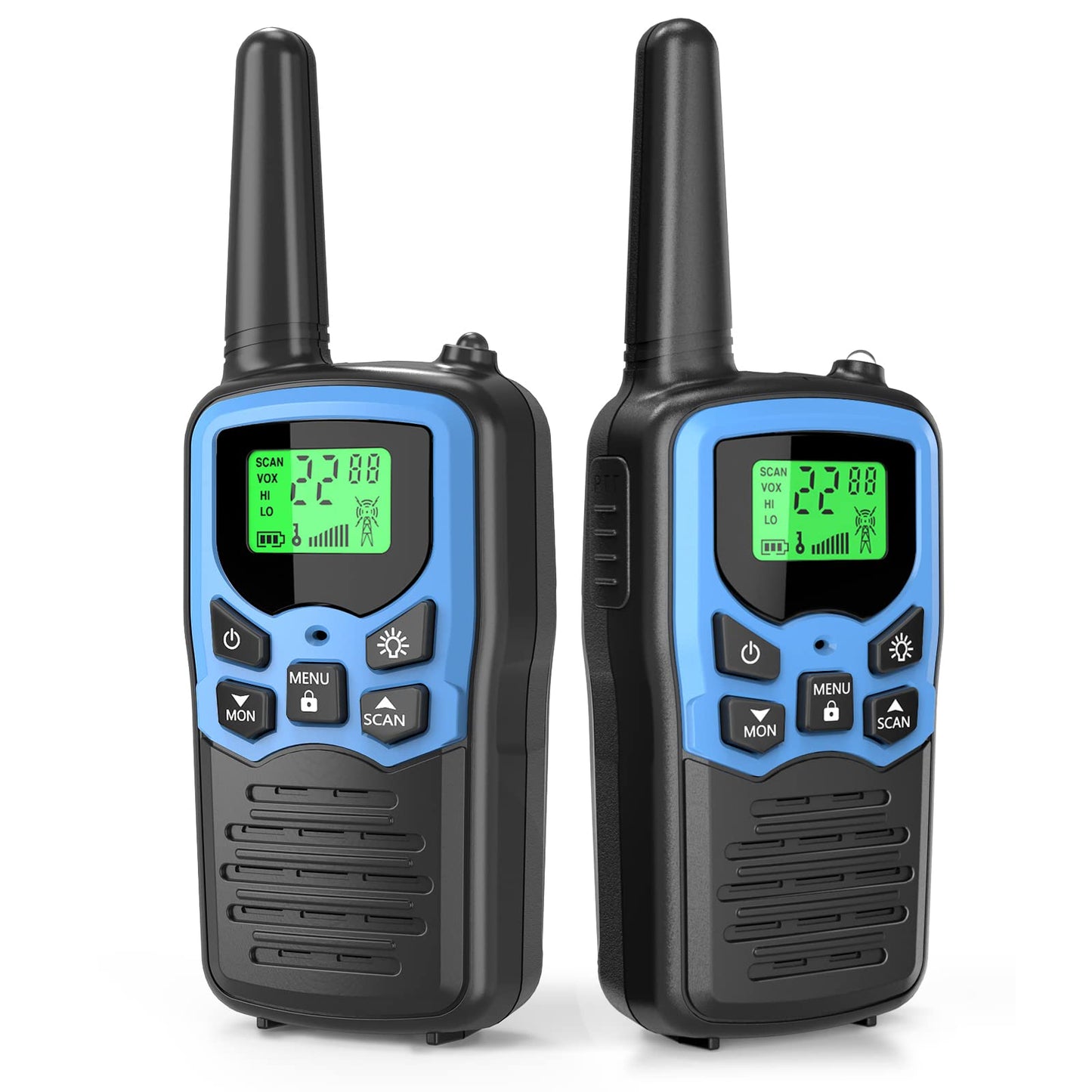 Walkie Talkies, MOICO Long Range Walkie Talkies for Adults with 22 FRS Channels, Family Walkie Talkie with LED Flashlight VOX LCD Display for Hiking Camping Trip (Orange 2 Pack)