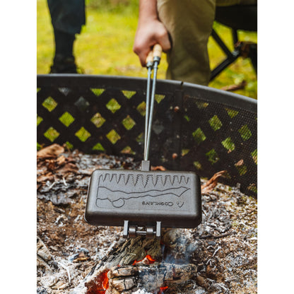 Coghlan's Cast Iron Camp Cooker - Pre-Seasoned Pie Iron Sandwich Maker with Heat-Resistant, Removable Handles, Easy-to-Clean for Toasted Pies, Grilled Sandwiches, and Meats, For Campfire Cooking